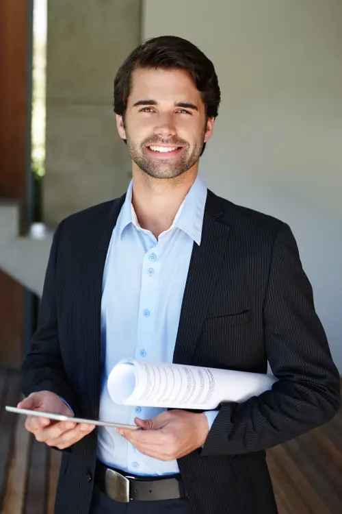 Men with hanging Paper Documentations